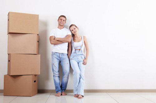 Residential removals and storage service in Rainham with moving boxes and furniture
