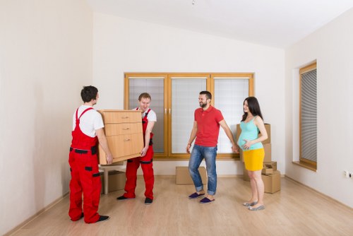 Secure furniture storage unit in Rainham with neatly arranged household items