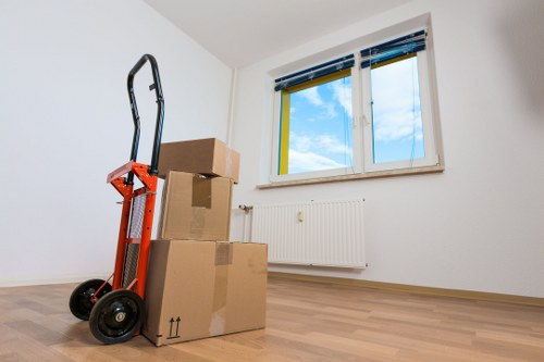 Packed student belongings prepared for storage in Rainham